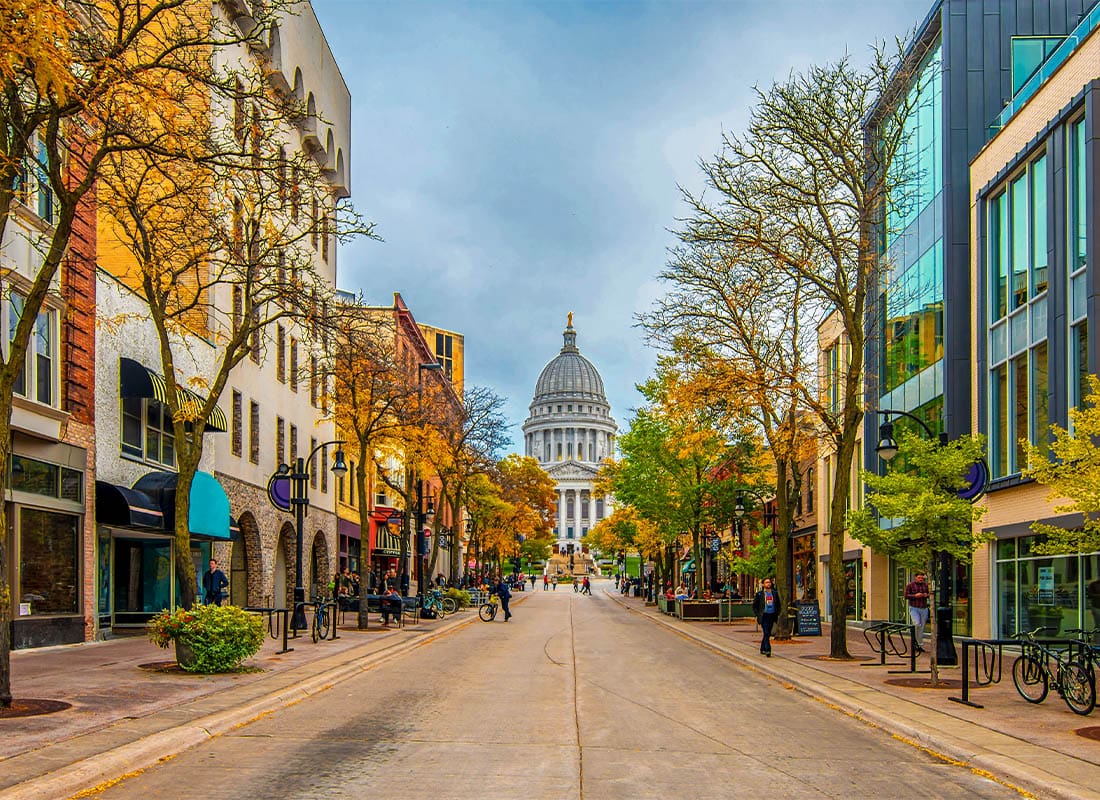 Madison, WI - Wisconsin State Capitol View in Madison City